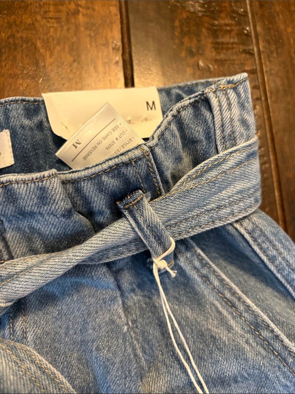 KanCan Light Blue High-Waist Tie-Belt Denim Shorts - Picture 3 of 6